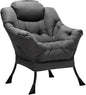 HollyHOME Large Fabric Lazy Chair for Living Room Cozy Accent Reading Chair with Armrests Comfy Lounge Sofa Chair for Bedroom, Dorm & Small Spaces | Dark Grey