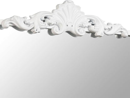 Ruomeng Traditional Wall Mirror, White Bathroom Mirror Baroque Inspired Wall Décor, Framed Mirror for Vanity Entryway and Living Room, 19” x 30.5”