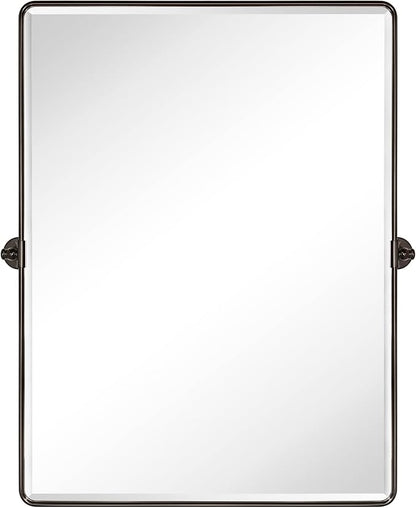 TEHOME 30 x 40'' Oil Rubbed Bronze Pivot Bathroom Mirror Tilt Vanity Mirror Large 40x30'' Dark Bronze Metal Framed Rectangle Pivoting Beveled Vanity Mirrors for Wall, Vertical
