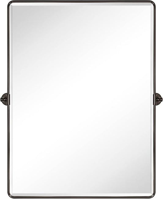 TEHOME 30 x 40'' Oil Rubbed Bronze Pivot Bathroom Mirror Tilt Vanity Mirror Large 40x30'' Dark Bronze Metal Framed Rectangle Pivoting Beveled Vanity Mirrors for Wall, Vertical