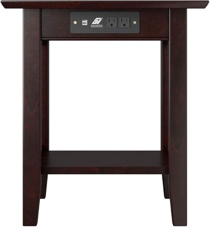 AFI, Mission End Table with Charging Station, Espresso