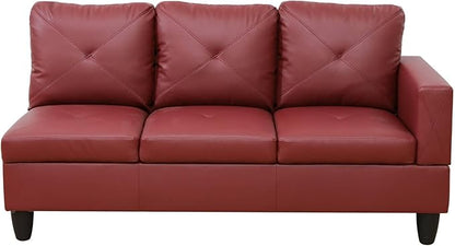 NicBex Sectional Couch 3 Pieces Sofa Set with Right Chaise Faux Leather L Shaped Cloud Couch for Living Room Furniture Sets with Storage Ottoman, Modular Sofa for Living Room & Apartment, Red