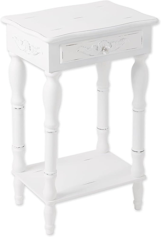Carved White Side Table