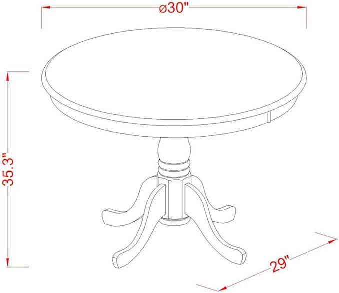 East West Furniture EDVN3-MAH-W 3 Piece Kitchen Counter Height Dining Table Set Contains a Round Wooden Table with Pedestal and 2 Dining Chairs, 30x30 Inch, Mahogany