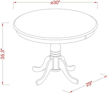 East West Furniture EDVN3-MAH-W 3 Piece Kitchen Counter Height Dining Table Set Contains a Round Wooden Table with Pedestal and 2 Dining Chairs, 30x30 Inch, Mahogany