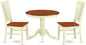 East West Furniture ANWE3-BMK-W 3 Piece Dining Room Table Set Contains a Round Kitchen Table with Pedestal and 2 Dining Chairs, 36x36 Inch, Buttermilk & Cherry