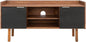 SAFAVIEH Diara TV Stand for up to 55" Flatscreen – Walnut & Black, 2 Doors with Interior Storage, 2 Open Shelves, Entertainment Media Console (MED9603B)