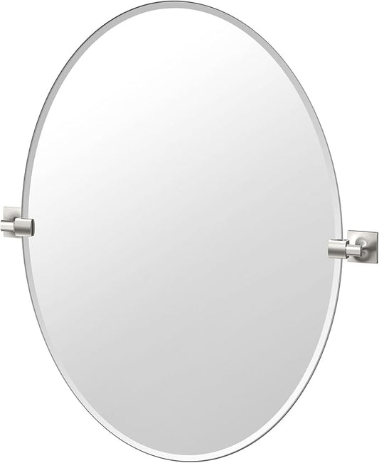 Gatco 5599LG Waterline Frameless Oval Mirror, 32 Inch, Satin Nickel