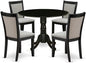 East West Furniture DLMZ5-AB6-06 5 Piece Dinette Set for 4 Includes a Round Dining Room Table with Dropleaf and 4 Shitake Linen Fabric Parsons Dining Chairs, 42x42 Inch, Wirebrushed Black