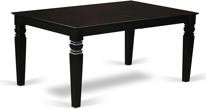 East West Furniture LGDA5-BLK-C 5 Piece Dinette Set Includes a Rectangle Dining Room Table with Butterfly Leaf and 4 Linen Fabric Upholstered Dining Chairs, 42x84 Inch, Black