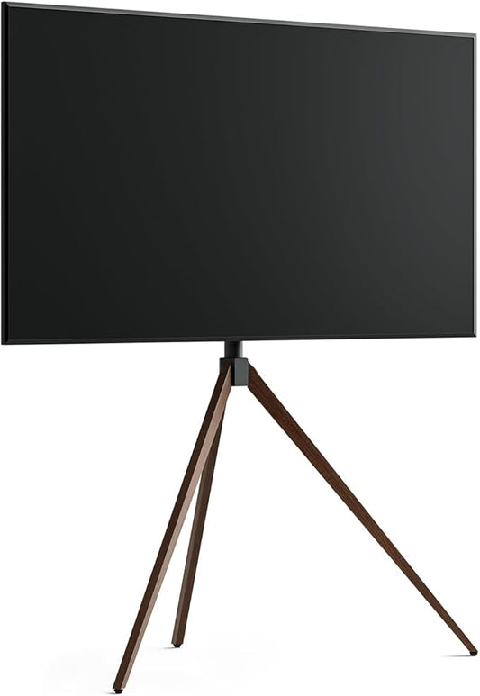 FITUEYES Design Corner TV Stand for 43-65 Inch TVs, Height Adjustable Metal Tripod Easel TV Stand Modern TV Floor Mount with Concealed Storage for Bedroom Living Room, Picasso Series