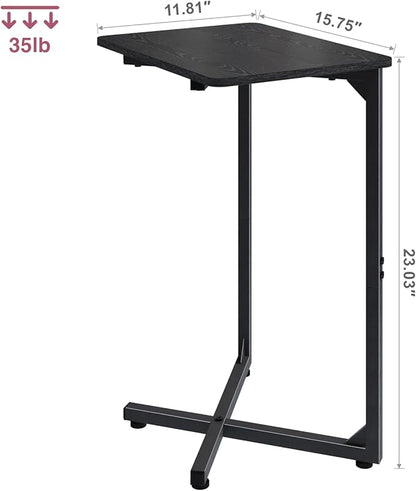 NEFROM C-Shaped End Table, Small Side Table for Couch, Sofa TV Tray Table for Living Room, Bedroom, Bedside ET-X-BKW1