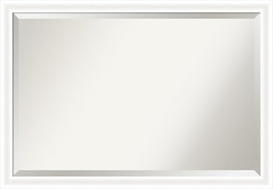 Amanti Art White Bathroom Mirror for Over Sink, 27x39 Oliver White Narrow Rectangle Vanity Mirror, Large Modern Wood Frame, Hangs Horizonally and Vertically, Bathroom Wall Decor, Beveled Edge