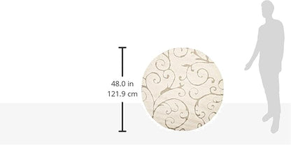 SAFAVIEH Florida Shag Collection Area Rug - 4' Round, Cream & Beige, Scroll Design, Non-Shedding & Easy Care, 1.2-inch Thick Ideal for High Traffic Areas in Living Room, Bedroom (SG455-1113)