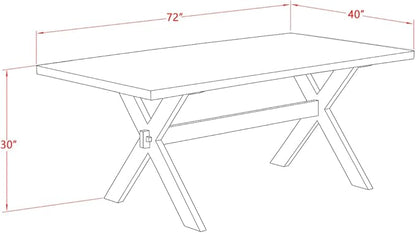 East West Furniture X627MZ606-5 5 Piece Dining Room Table Set Includes a Rectangle Kitchen Table with X-Legs and 4 Shitake Linen Fabric Parsons Dining Chairs, 40x72 Inch, Multi-Color