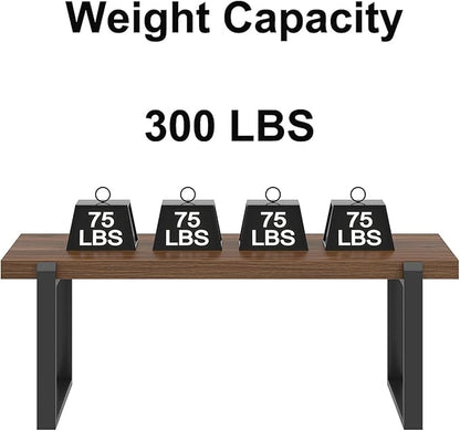 FOLUBAN Modern Coffee Table, Rustic Wood and Metal Center Table, Industrial Rectangle Cocktail Tea Table for Living Room, Walnut, 44 Inch