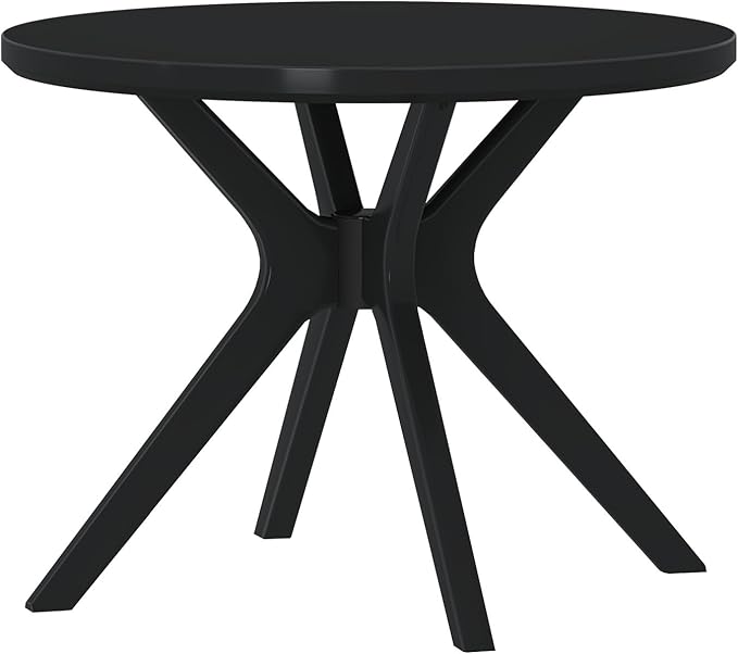 Plank+Beam Verso Round Dining Table, 38 Inch Solid Wood Kitchen & Dining Room Table, Minimalist Table for Dining Room, Kitchen Dinner Table, Black