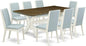 East West Furniture X077LA015-9 9 Piece Kitchen Table & Chairs Set Includes a Rectangle Dining Room Table and 8 Baby Blue Linen Fabric Upholstered Chairs, 40x72 Inch, Multi-Color