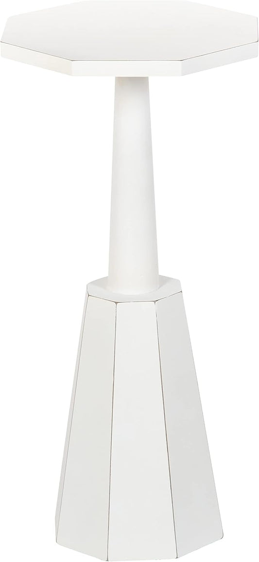 Kate and Laurel Octavia Coastal Accent Drink Table, 11 x 11 x 24, White, Decorative Coastal Cocktail Table with Octagon Shape for Farmhouse Indoor Plant Stand