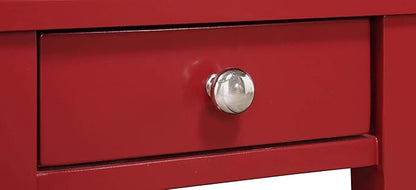Convenience Concepts American Heritage Chairside End Table with Drawer 23.5" - Classic Living Room Table with Storage Shelf, Bedroom Nightstand, Cranberry Red