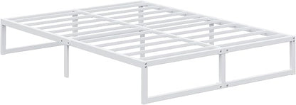 EMODA 12 Inch California King Bed Frame, Metal Platform White Bed Frame No Box Spring Needed, Heavy Duty Steel Slats Support, Easy Assembly, Noise Free