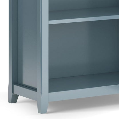 SIMPLIHOME Amherst Bookcase - 70 inch Tall 5-Shelf Solid Wood Bookshelf in French Blue, Transitional Storage for Living Room, Study Room or Office with Adjustable Shelves and Tapered Legs