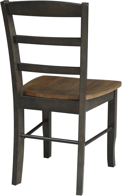 IC International Concepts Set of Two Madrid Ladderback Dining Chairs, Hickory/Washed Coal