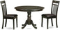 East West Furniture HLCA3-CAP-LC 3 Piece Modern Dining Table Set Contains a Round Wooden Table with Pedestal and 2 Faux Leather Dining Room Chairs, 42x42 Inch, Cappuccino