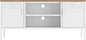 Manhattan Comfort Landen 47" Modern Metal TV Stand with Storage Cabinets & Open Shelves, Holds Up to 40" Screen, TV Console with Natural Wood Top, Cable Management, Adjustable Legs, White