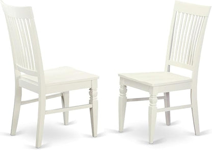 East West Furniture SUWE5-LWH-W 5 Piece Dining Set Includes a Round Dining Room Table with Dropleaf & Shelves and 4 Kitchen Chairs, 42x42 Inch, Linen White