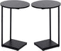 HDANI C Shaped End Table Set of 2,Couch Side Table That Slide Under,C Table End Table for Livingroom, Bedroom,Office (Black)