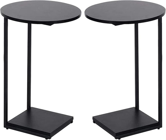 DCLRN C Table End Table Set of 2,C Shaped End Table for Round,Round Side Table is Suitable for Living Room and Bedroom.(Black)