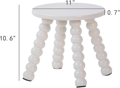 Solid Wooden Step Stool for Adults, 10 inch Stool for Kids Perfect Matched Sensory Table, Sturdy and Versatile Short Foot Stool for Bathroom, Kitchen, Bedroom, Plant Stand Natural (1, White)