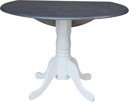 International Concepts Inch Dual 42 Drop Leaf Dining Table, White/Heather Gray