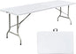 8 Foot Folding Table 96 inch Heavy Duty 8ft Plastic Portable Foldable Table with Handle Indoor Outdoor White 8' Dining Table for Picnic, Party and Camping