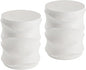 COSIEST Set of 2 Outdoor Side Table, 2 Pieces Concrete Side Table for Patio, Streamlined Lightweight Accent Table, Decorative Patio Garden Stools, Plant Stand Drum Table, Round, Spotted White