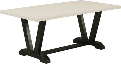 East West Furniture V627EL635-5 5 Piece Dining Table Set for 4 Includes a Rectangle Kitchen Table with V-Legs and 4 Doeskin Linen Fabric Parson Dining Chairs, 40x72 Inch, Multi-Color