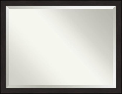 Amanti Art Brown Wall Mirror 34x44 Furniture Espresso Narrow Rectangle Bathroom Mirror for Wall Decor Living Room, X-Large Casual Frame, Hangs Horizonally and Vertically, Bathroom Decor, Beveled Edge