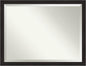 Amanti Art Brown Wall Mirror 34x44 Furniture Espresso Narrow Rectangle Bathroom Mirror for Wall Decor Living Room, X-Large Casual Frame, Hangs Horizonally and Vertically, Bathroom Decor, Beveled Edge