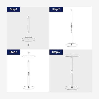 HMYHUM Acrylic Drink Table for Small Spaces, 10" L x 10" W x 21.3" H, Drink Side/End Table for Living Room, Round, Easy Assembly, Clear