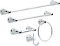Franklin Brass Kinla 5-Piece Bathroom Set Polished Chrome 18" and 24" Towel Bar Racks,Toilet Paper Holder, Ring, Hook KIN5PC-PC