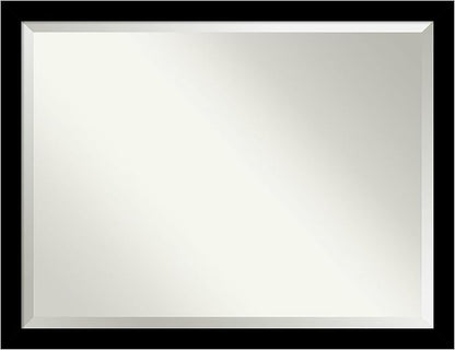 Amanti Art Black Bathroom Mirror for Over Sink, 34x44 Brushed Black Rectangle Vanity Mirror, X-Large Modern Contemporary Frame, Hangs Horizonally and Vertically, Bathroom Wall Decor, Beveled Edge