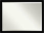Amanti Art Black Bathroom Mirror for Over Sink, 34x44 Brushed Black Rectangle Vanity Mirror, X-Large Modern Contemporary Frame, Hangs Horizonally and Vertically, Bathroom Wall Decor, Beveled Edge