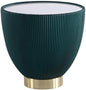 Manhattan Comfort Anderson Modern 18" Round End Table 2.0 | Ceramic Marble Tabletop, Elegant Pleated Leatherette Design & Gold Stainless Steel Base, Fully Assembled Accent Furniture, Set of 1, Green