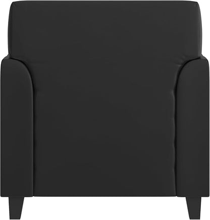 Flash Furniture Hercules Diplomat Series LeatherSoft Upholstered Side Reception Chair, Lobby Chair with Cushions and Flared Arms, Black