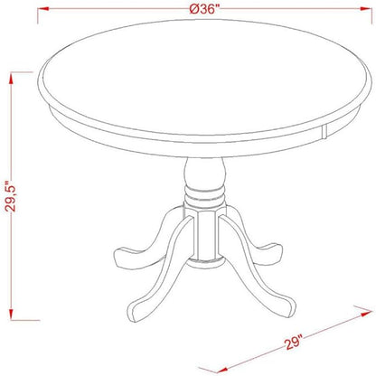 East West Furniture ANAB5-MAH-72 5 Piece Dining Table Set Includes a Round Dining Room Table with Pedestal and 4 Firebrick Red Faux Leather Parsons Chairs, 36x36 Inch, Mahogany