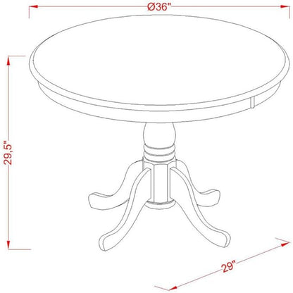 East West Furniture ANLA3-LWH-06 3 Piece Kitchen Table Set for Small Spaces Contains a Round Dining Table with Pedestal and 2 Shitake Linen Fabric Upholstered Chairs, 36x36 Inch, Linen White