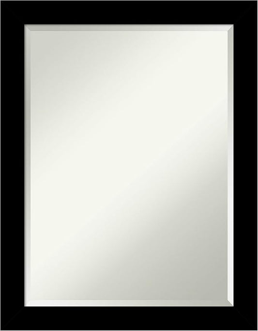 Amanti Art Black Bathroom Mirror for Over Sink, 28x22 Brushed Black Rectangle Vanity Mirror, Medium Modern Contemporary Frame, Hangs Horizonally and Vertically, Bathroom Wall Decor, Beveled Edge