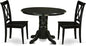 East West Furniture SHCL3-BLK-W 3 Piece Dining Table Set for Small Spaces Contains a Round Kitchen Table with Pedestal and 2 Dining Room Chairs, 42x42 Inch, Black