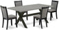 East West Furniture X697MZ650-5 5 Piece Dining Table Set for 4 Includes a Rectangle Kitchen Table with X-Legs and 4 Dark Gotham Grey Linen Fabric Parsons Chairs, 40x72 Inch, Multi-Color